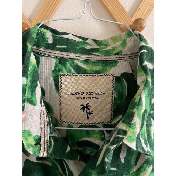 Island Republic Mens Hawaiian 100% Silk Washable Button Down Shirt XL Green - Picture 3 of 6